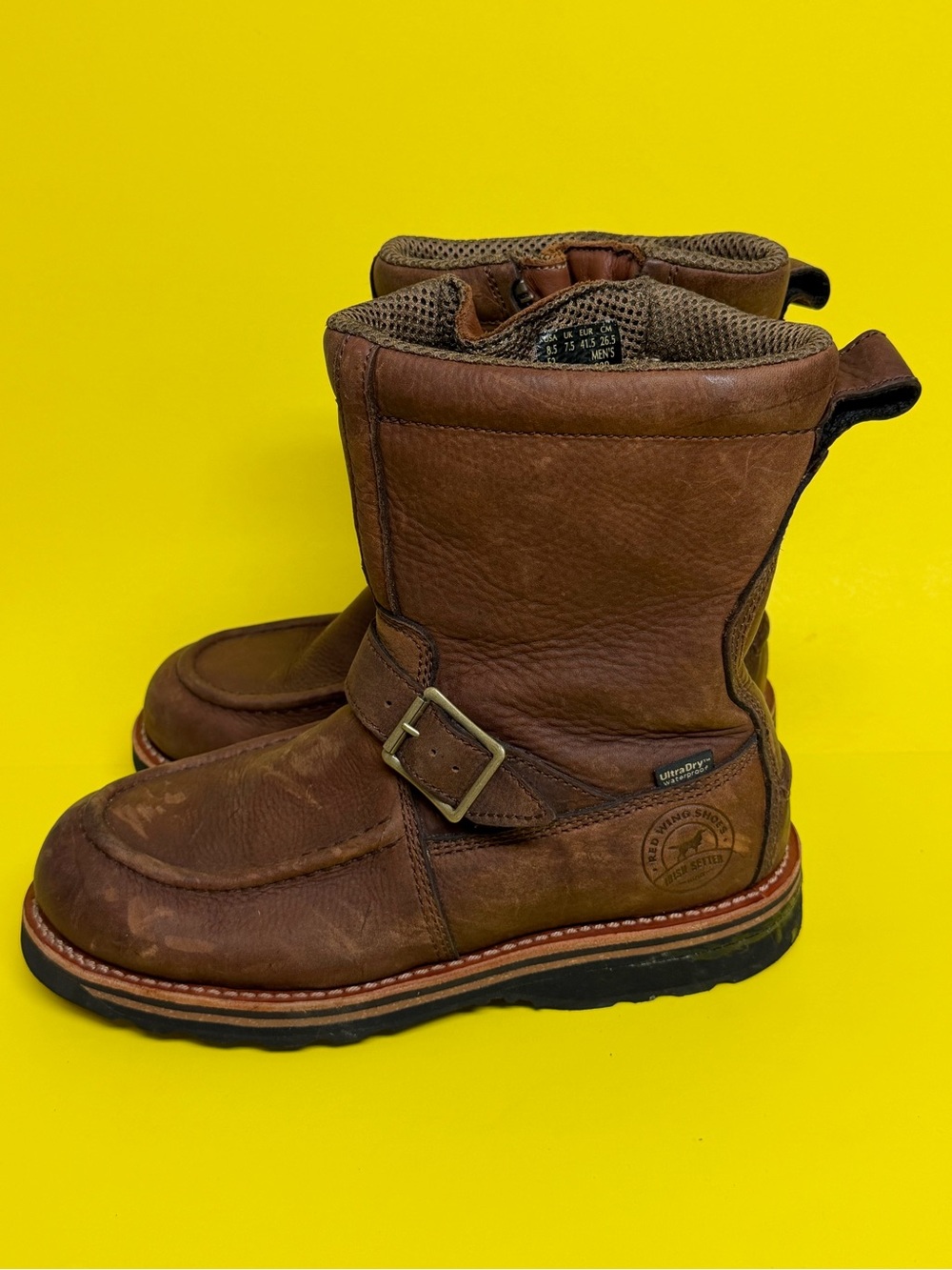 Irish Setter Red Wing Leather Boots Mens &.5 Brown 839 Hunting Mock Zip Buckle